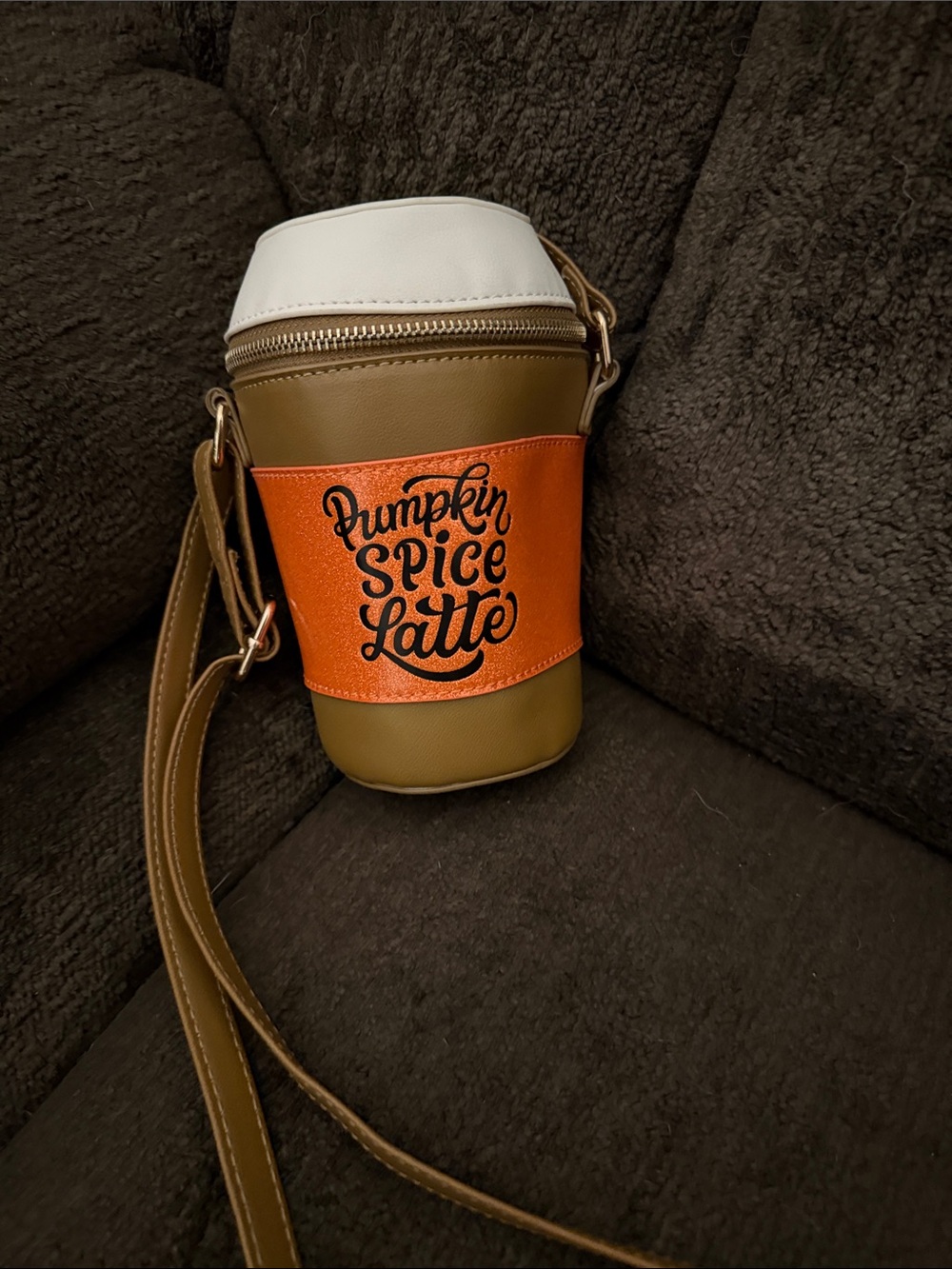 Pumpkin Spice Latte Cup Crossbody Bag - Orange Accent